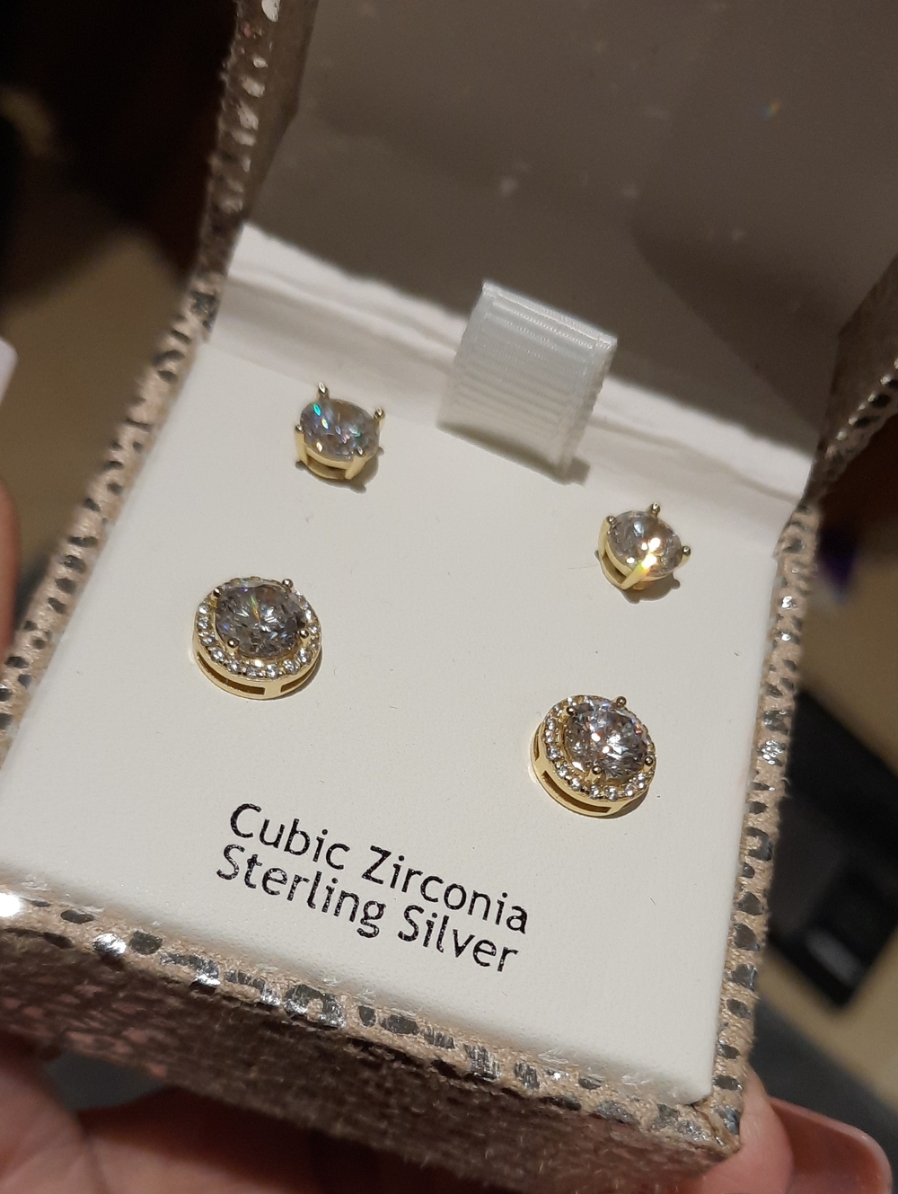 NIB AUTHENTIC GENUINE SOLID 14K YELLOW GOLD OVER STERLING SILVER CZ SET LOT 💛